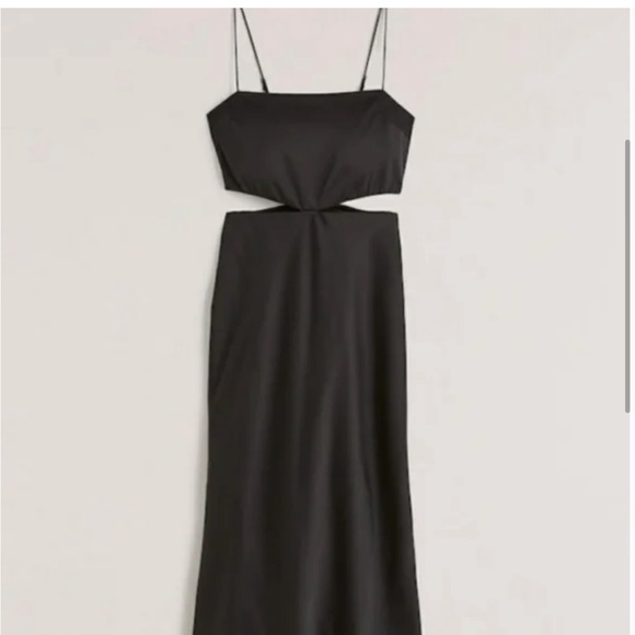 🎉Host Pick🎉 A&F petite black satin cut-out midi dress - Picture 11 of 11